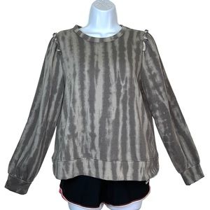 Como Blu Sweatshirt Fleece Gray Tie Dye Ruffle Detail Shoulder